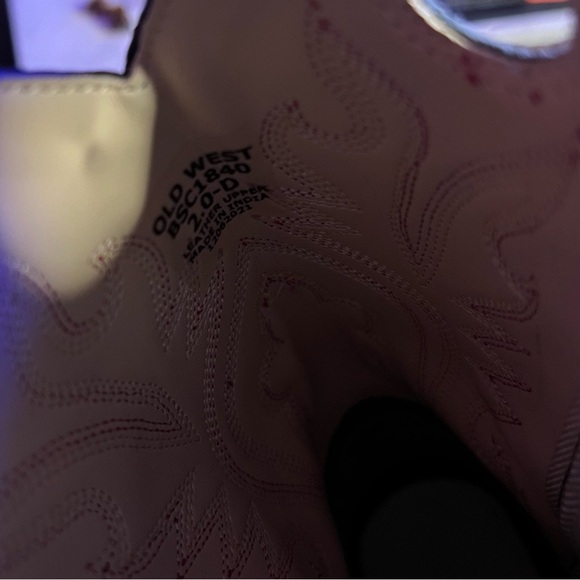 Old West Kids Oiled Rusty Brown and Blue Corona Calf Square Toe Cowboy Boots - Picture 8 of 8